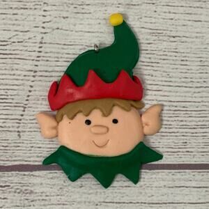 Elf Face Christmas Ornament Rubber Clay Like Material 3 1/4"L